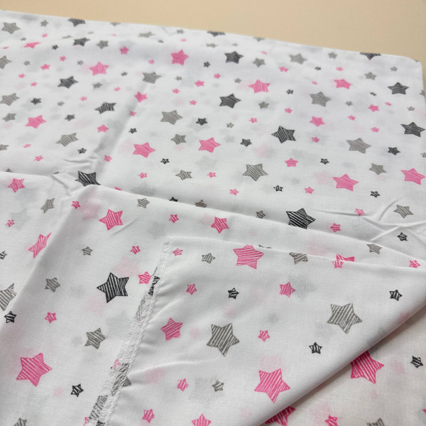 Ситцева пелюшка · 90×100 см · Рожево-сірі зірочки — Babywear