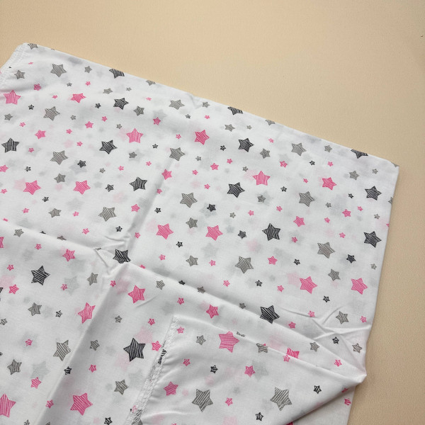 Ситцева пелюшка · 90×100 см · Рожево-сірі зірочки — Babywear