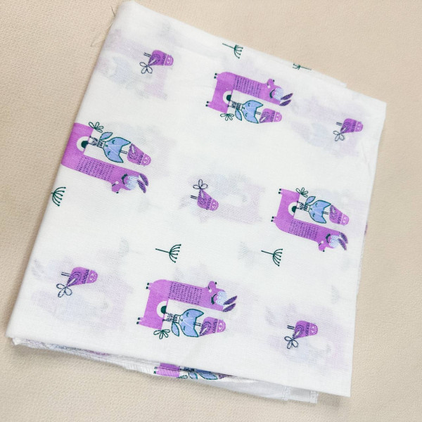 Ситцева пелюшка · 90×100 см · Фіалетові Лами — Babywear