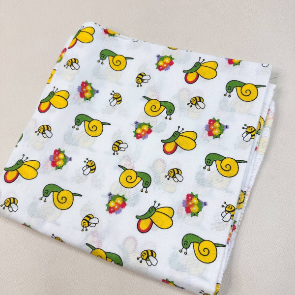 Ситцева пелюшка · 90×100 см · Равлики та Бджілки — Babywear
