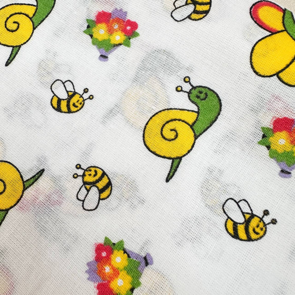 Ситцева пелюшка · 90×100 см · Равлики та Бджілки — Babywear