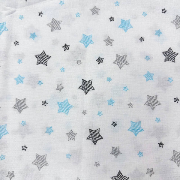 Ситцева пелюшка · 90×100 см · Блакитно-сірі зірочки — Babywear