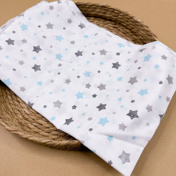 Ситцева пелюшка · 90×100 см · Блакитно-сірі зірочки — Babywear
