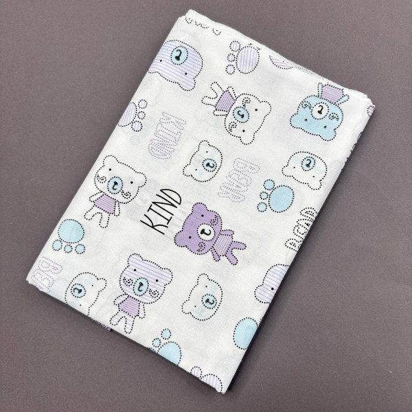 Ситцева пелюшка · 90×100 см · Бузкові ведмедики — Babywear