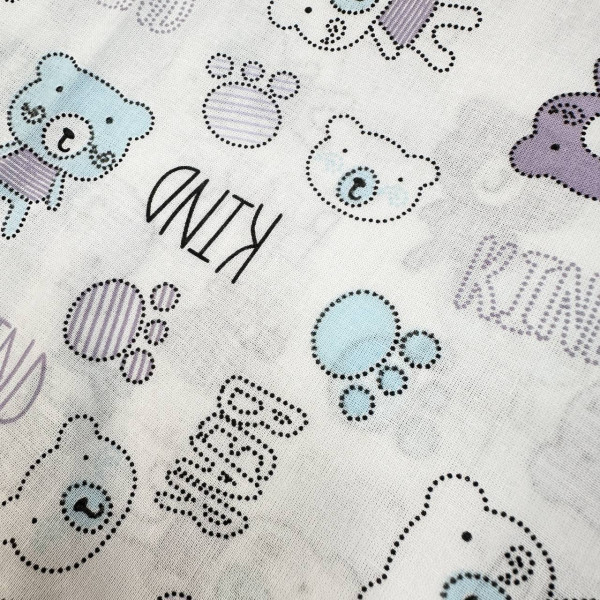 Ситцева пелюшка · 90×100 см · Бузкові ведмедики — Babywear