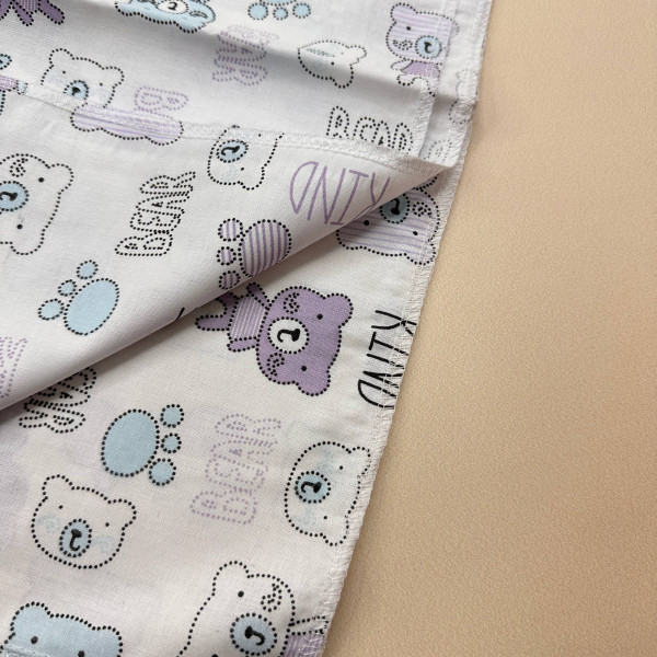 Ситцева пелюшка · 90×100 см · Бузкові ведмедики — Babywear