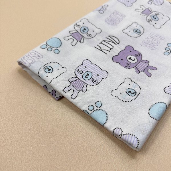 Ситцева пелюшка · 90×100 см · Бузкові ведмедики — Babywear