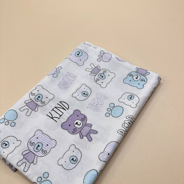 Ситцева пелюшка · 90×100 см · Бузкові ведмедики — Babywear