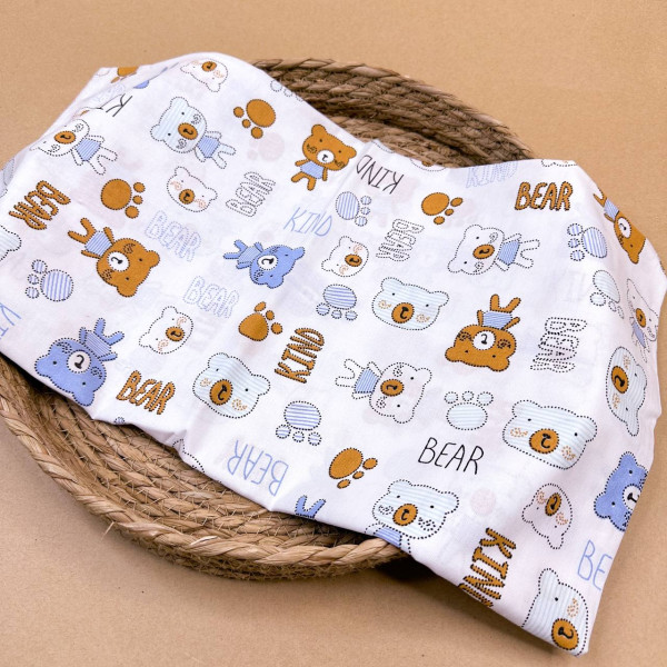 Ситцева пелюшка · 90×100 см · Коричневі ведмедики — Babywear