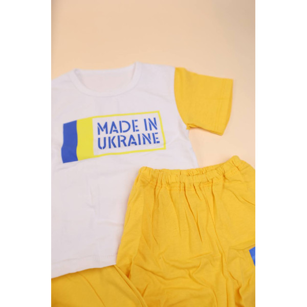 Комплект із інтерлоку патріотичний футболка, повзунки, шортики Помаранчевий.