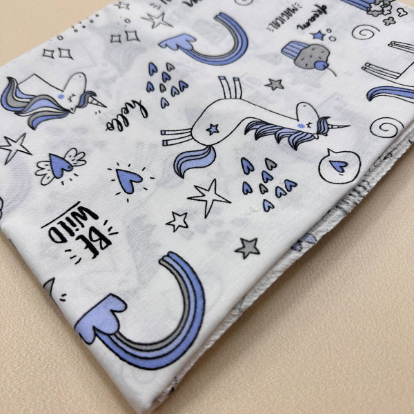 Бавовняна пелюшка · 90×110 см. · Блакитні єдиноріжки — Babywear