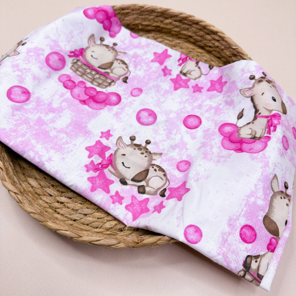 Бавовняна пелюшка · 90×110 см. · Рожева з жирафиками — Babywear