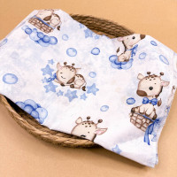 Бавовняна пелюшка · 90×70 см. · Блакитна з жирафиками — Babywear