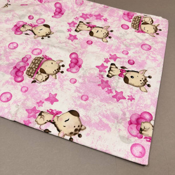 Бавовняна пелюшка · 90×70 см · Рожева з жирафиками — Babywear
