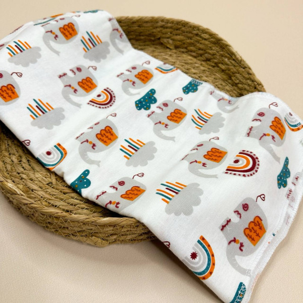 Байкова пелюшка · 110×90 см. · Слоники з хмаринками · Тепла — Babywear