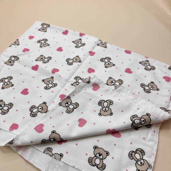 Байкова пелюшка · 70×90 см. · Ведмедики рожевими сердечками — Babywear