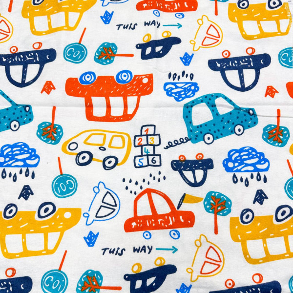 Байкова пелюшка · 70×90 см. · Кольорові машинки — Babywear