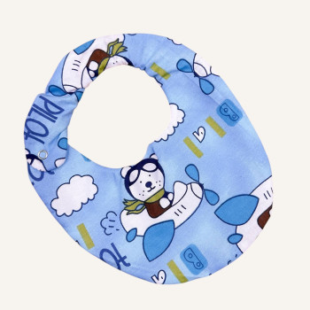Непромокаючий слинявчик  Блакитний ведмедик на вертольоті