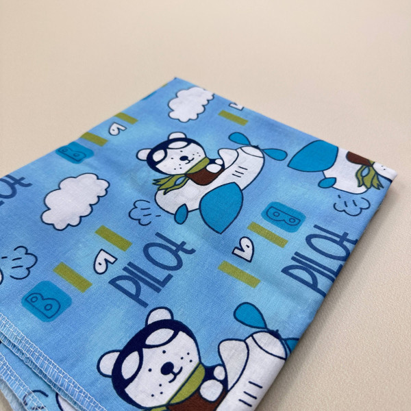Бавовняна пелюшка · 90×70 см. · Ведмедики на вертольоті — Babywear