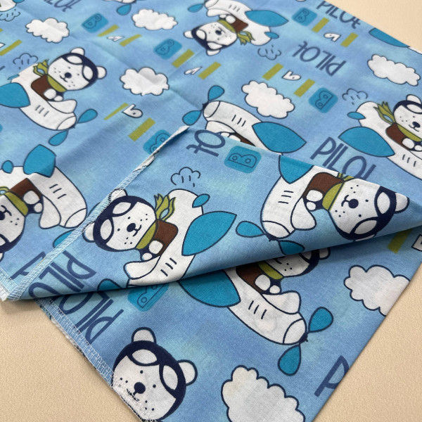 Бавовняна пелюшка · 90×70 см. · Ведмедики на вертольоті — Babywear