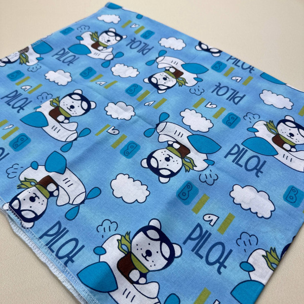 Бавовняна пелюшка · 90×70 см. · Ведмедики на вертольоті — Babywear