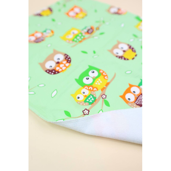 Непромокаюча пелюшка · 60×45 см · Блідо-зелена совенята — Babywear