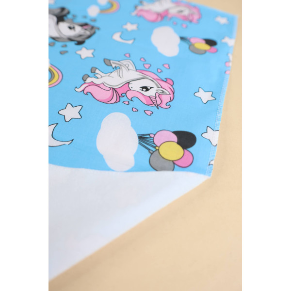Непромокаюча пелюшка · 120×60 см · Блакитна з єдиноріжками — Babywear
