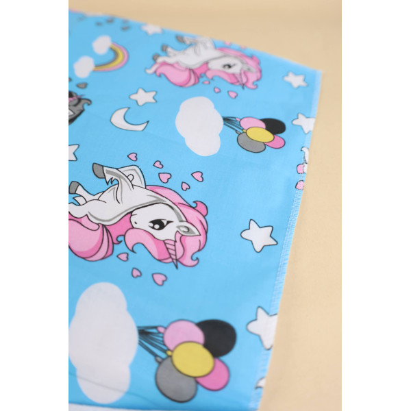 Непромокаюча пелюшка · 120×60 см · Блакитна з єдиноріжками — Babywear