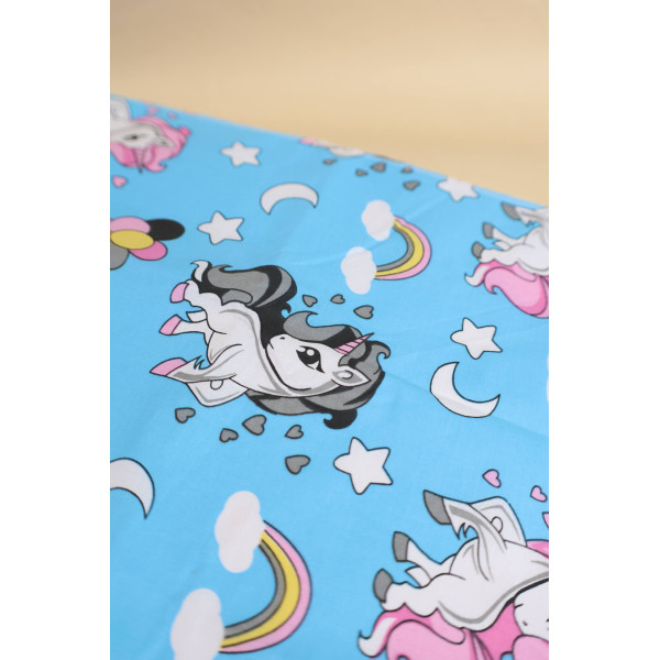 Непромокаюча пелюшка · 120×60 см · Блакитна з єдиноріжками — Babywear