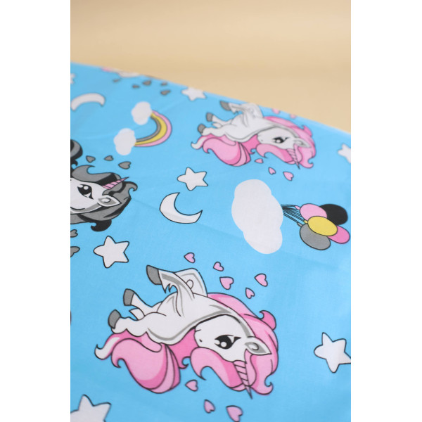 Непромокаюча пелюшка · 120×60 см · Блакитна з єдиноріжками — Babywear