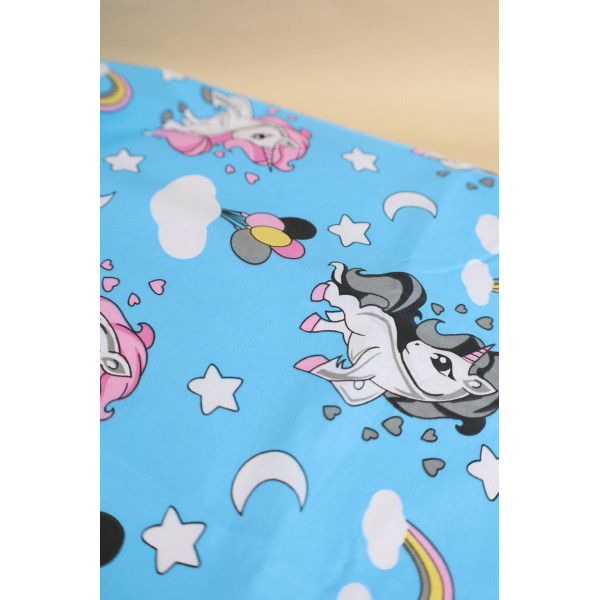 Непромокаюча пелюшка · 120×60 см · Блакитна з єдиноріжками — Babywear