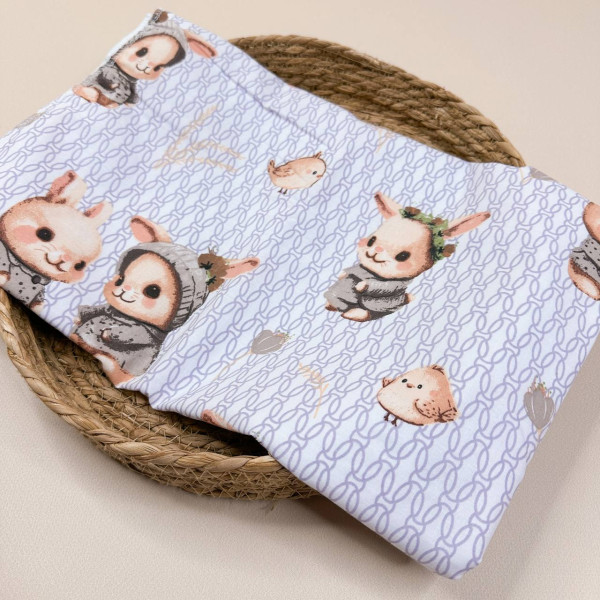 Непромокаюча пелюшка · 120×60 см · Зайченята з пташенятами — Babywear