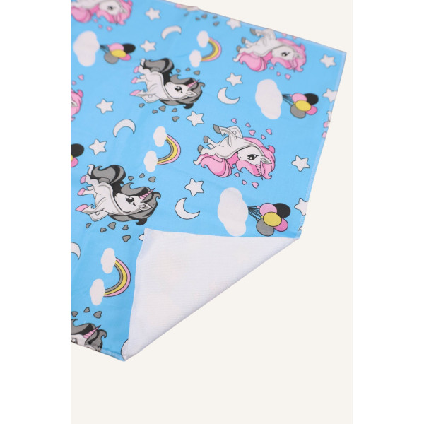 Непромокаюча пелюшка · 80×65 см. · Блакитна з єдиноріжками — Babywear
