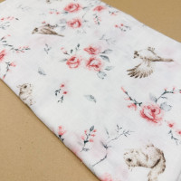 Муслінова пелюшка · 90×80 см. · Троянди пташки зайці — Babywear