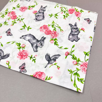 Бавовняна пелюшка · 90×110 см · Зайчики з розами — Babywear
