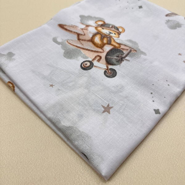 Бавовняна пелюшка · 90×110 см. · Медвежа на літаку — Babywear