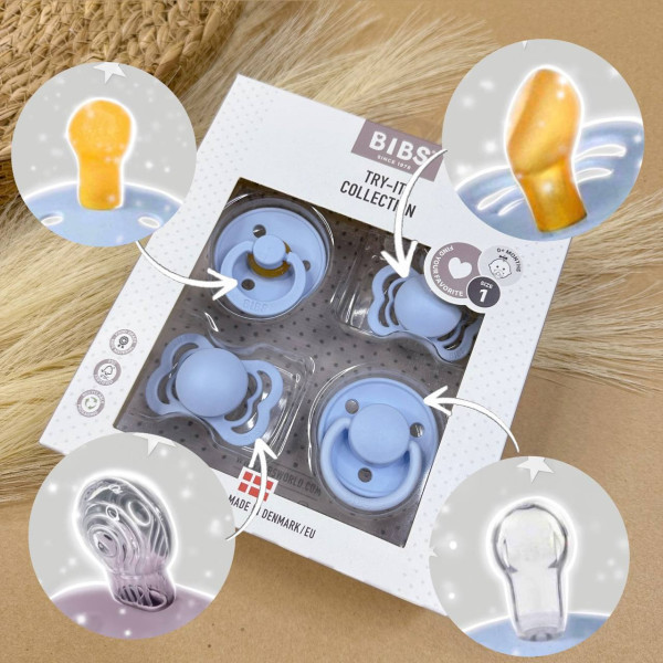 Пустушки Bibs Try-it collection Блакитні