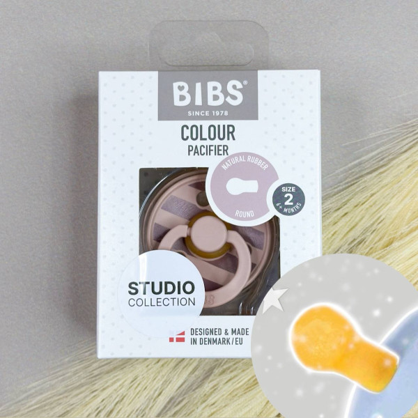 Пустушка BIBS класична кругла Color Рожева з бордовою полоскою