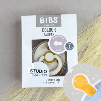 Пустушка BIBS класична кругла Color Біла з бежевою полоскою