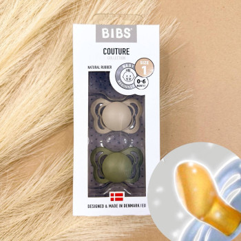 Пустушка BIBS Couture 2 шт/уп скошена Бежева та зелена