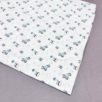 Ситцева пелюшка · 90×100 см · Бірюзові панди — Babywear