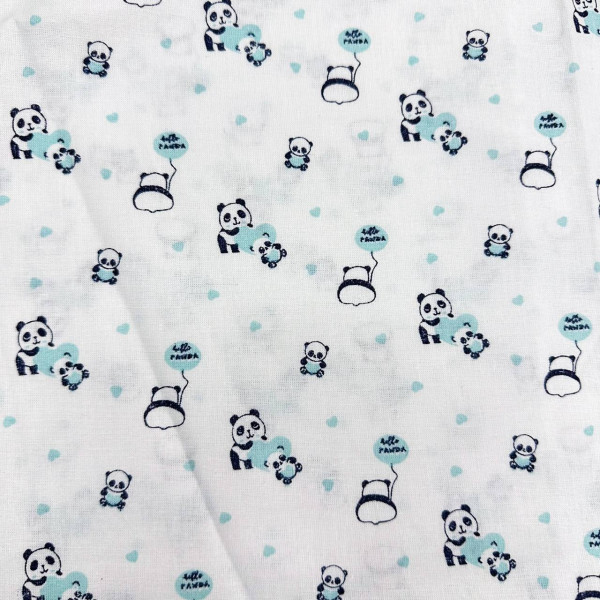 Ситцева пелюшка · 90×100 см · Бірюзові панди — Babywear