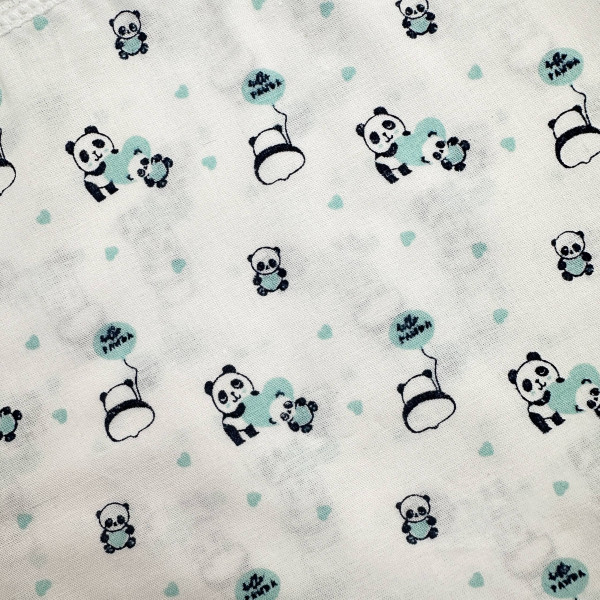 Ситцева пелюшка · 90×100 см · Бірюзові панди — Babywear