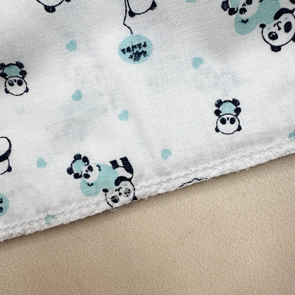 Ситцева пелюшка · 90×100 см · Бірюзові панди — Babywear