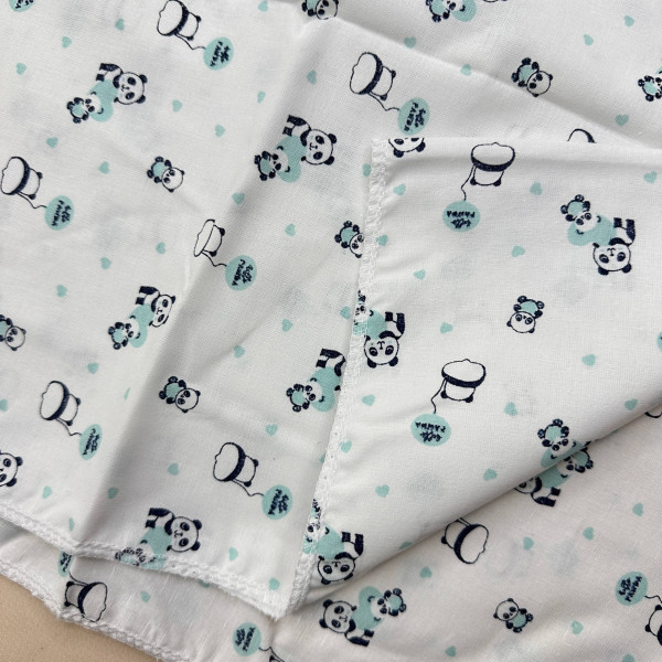 Ситцева пелюшка · 90×100 см · Бірюзові панди — Babywear