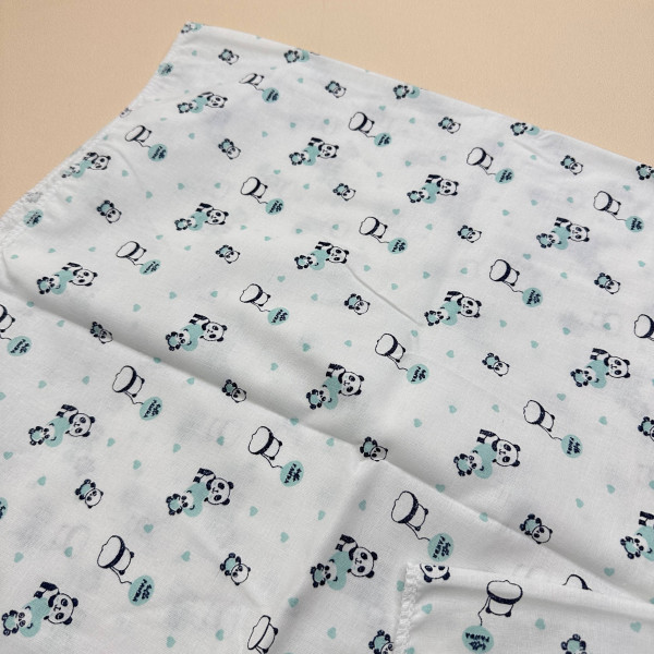 Ситцева пелюшка · 90×100 см · Бірюзові панди — Babywear