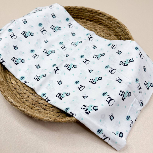 Ситцева пелюшка · 90×100 см · Бірюзові панди — Babywear