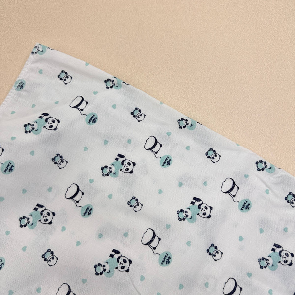 Ситцева пелюшка · 90×100 см · Бірюзові панди — Babywear