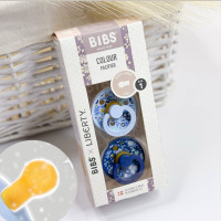 Пустушки BIBS Colour 2 шт/уп круглі Блакитна та синя з квітами