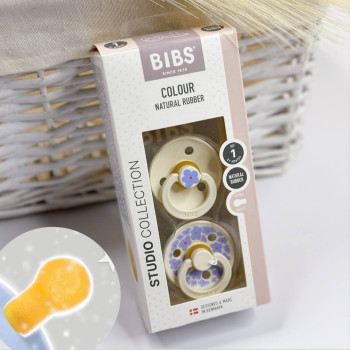 Пустушки BIBS Colour 2 шт/уп круглі Бежеві з квітами